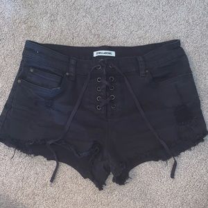 Billabong lace up black denim shorts